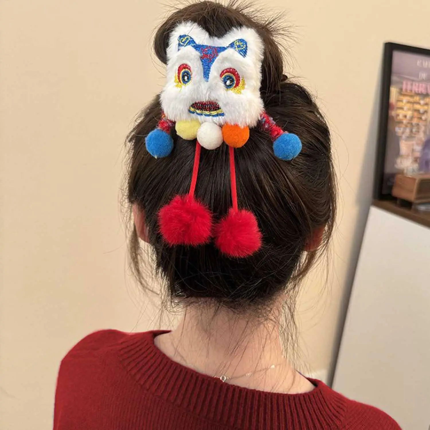 สไตล์จีน Lion Hair TIES เชือกตุ๊กตาผม Scrunchies ผู้ถือหางม้ายางยืดหยุ่นผู้หญิงอุปกรณ์เสริมผม 2025 ใหม่ปี