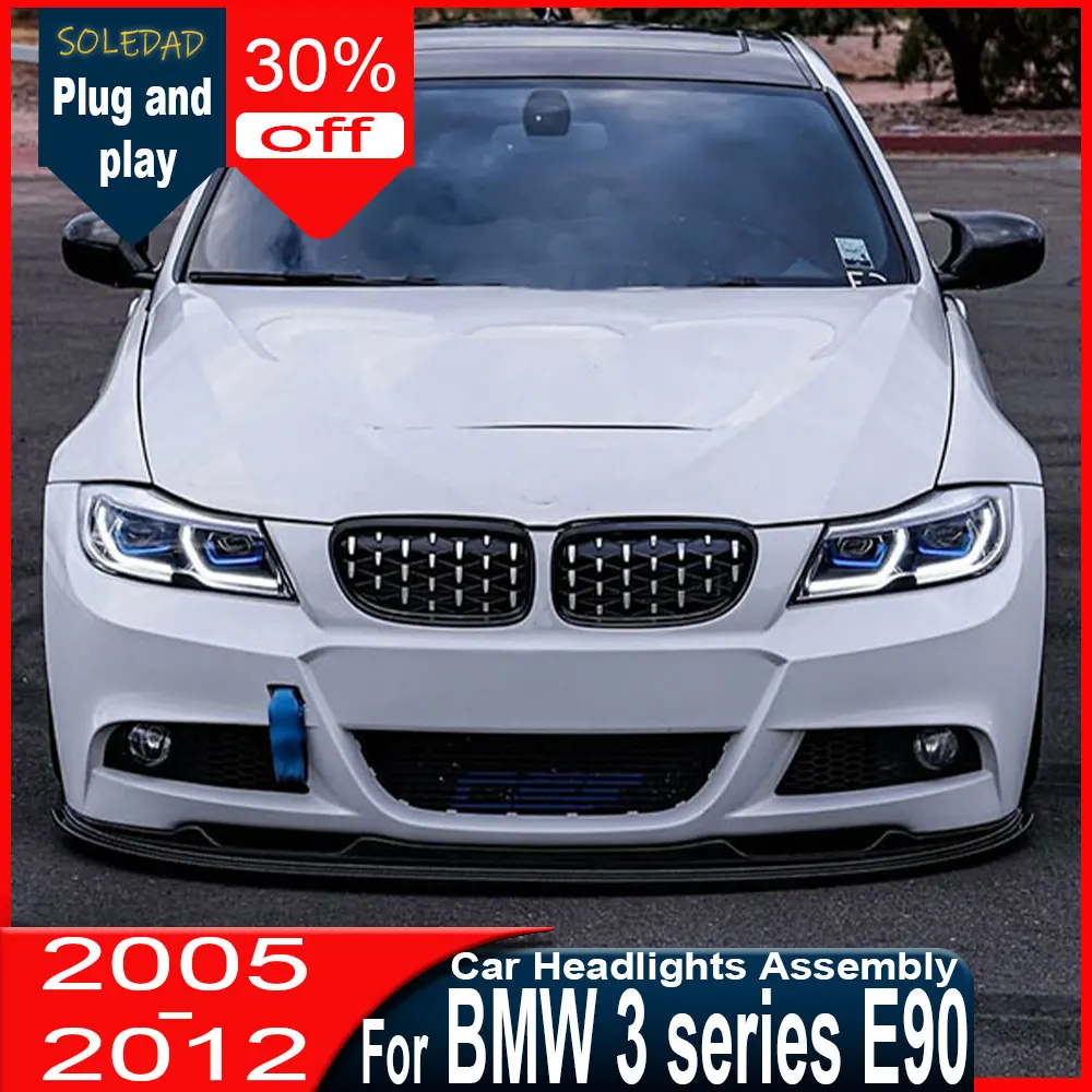 A Pair Car Headlight Assemblies For 2005-2012 BMW 3 Series E90 Xenon HID Modified Cars Headlights With Sequential Turn Signal