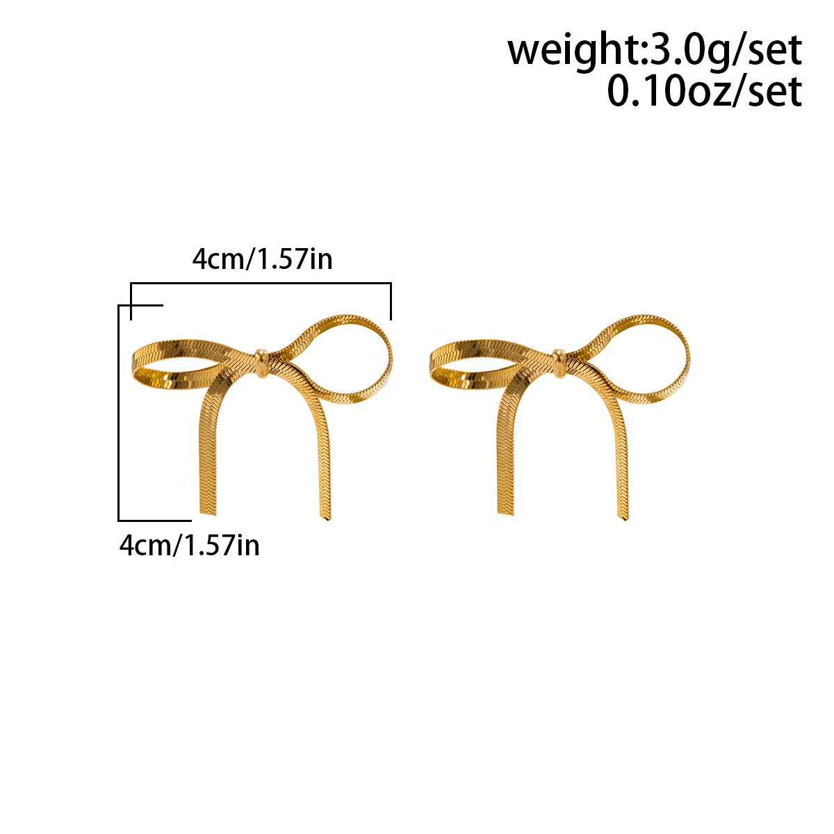Salircon Korean Simple Snake Chain Bow Stud Earrings Vintage Aesthetics Gold Color Earrings Women\'s Banquet Party Jewelry Gift