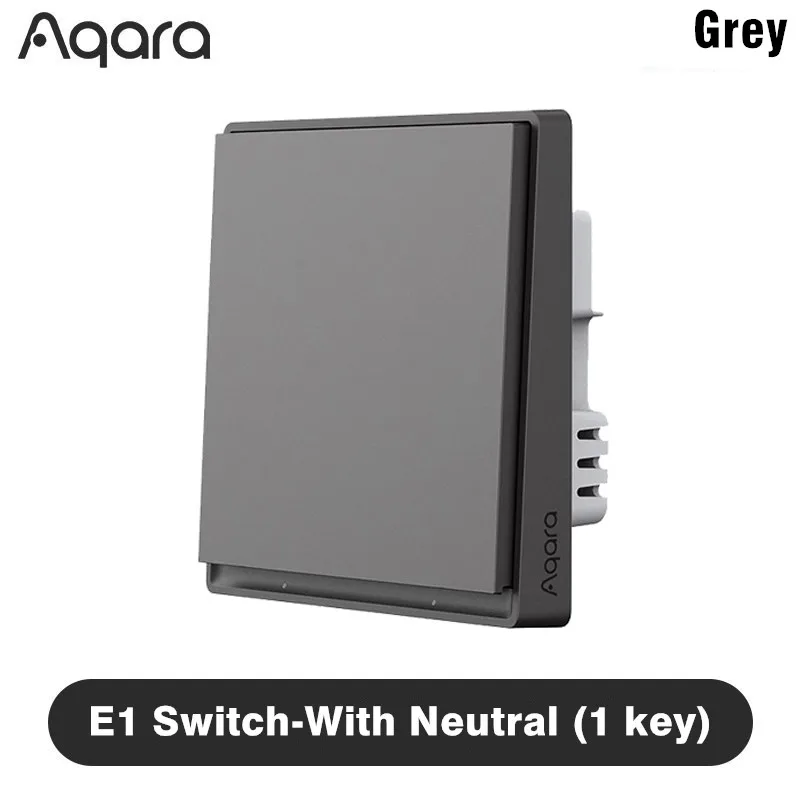 Aqara E1 slimme wandschakelaar, Zigbee 3.0, draadloze schakelaar voor verlichting, geschikt voor installatie met of zonder nuldraad, voor een slim huis, compatibel met Xiaomi Home en Homekit-app.