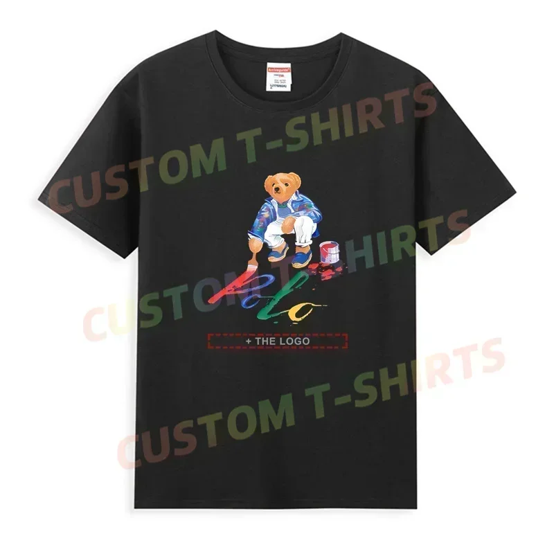 2024 Men T Shirt Casual Ralphs Harajuku Bear T-shirt Graphic Short Sleeves Summer 100% Cotton Lauren Classic Clothing S-3XL Tee