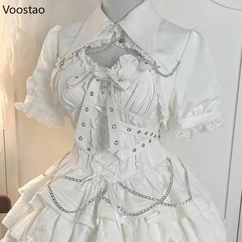 Robe gothique Lolita Jsk victorienne vintage pour femmes, mini robe princesse bandage élégante pour filles, jolie robe de soirée punk esthétique Y2k, UY