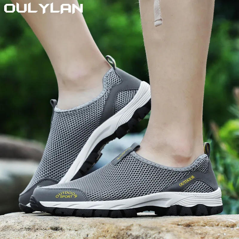 

Oulylan Breathable Mesh Climbing Shoes for Men Large Sze Water Wading Men's Shoes Ultralight Non Slip Outdoor Hiking Sneakers