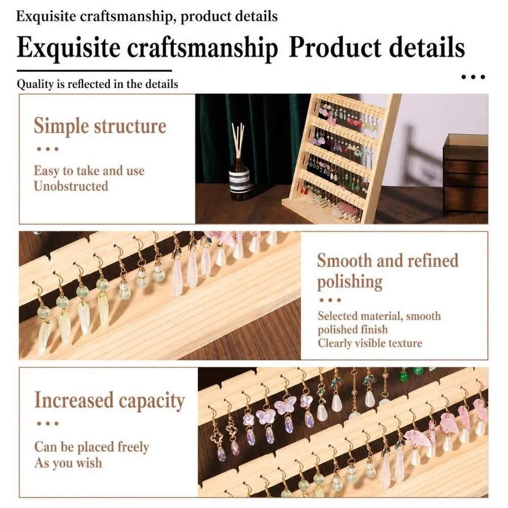 Wooden Earring Organizer Detachable 4-layer Necklace Display Rack Multi-Functional Spacious Necklace Holder for Trade Show