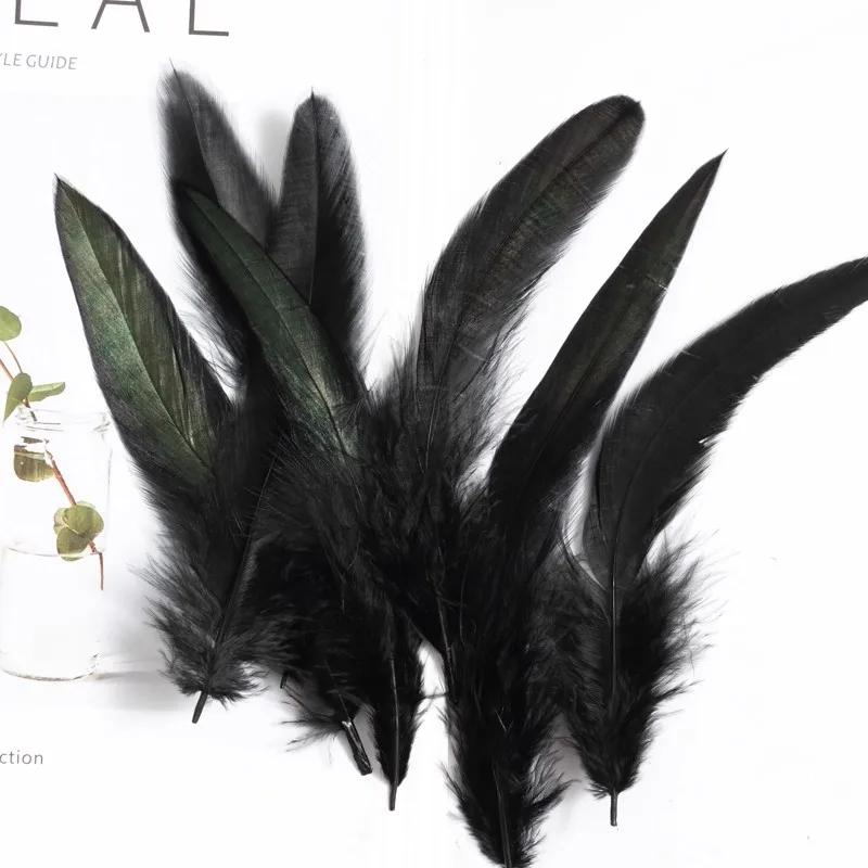 

Black feather! 200Pcs/Lot 4-6" Dyed Black Rooster Feathers, Black Feathers Millinery Hat DIY Craft