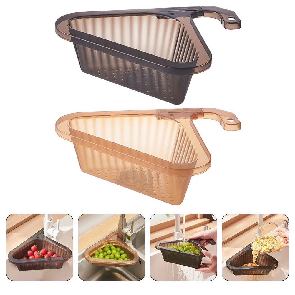 

2Pcs Sink Drain Basket Triangle Shaped Strainer for Kitchen Sink Corner Storage Wash Vegetables Filter Scraps No Extra Space