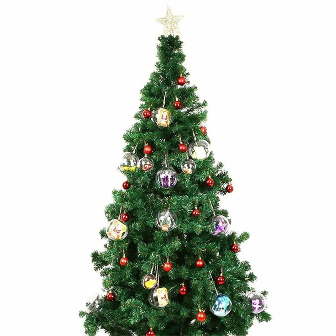 10Pc Christmas Transparent 10cm Ball Christmas Trees Open Ball Box Bauble Ornament Wedding Gift Present Party Home Decoration