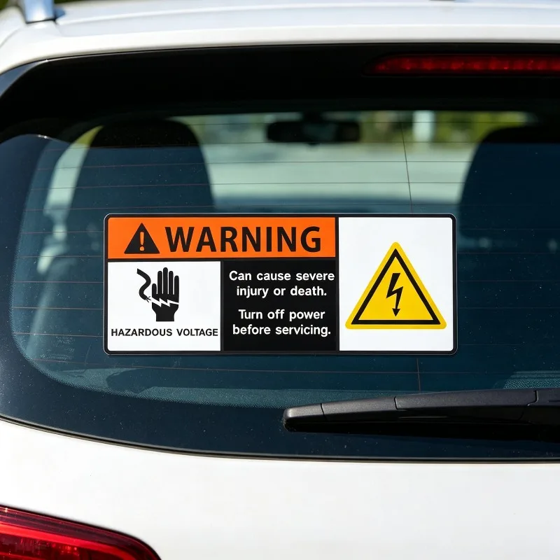 Cartoon Hazardous Voltage Oem Retro-reflective Car Sticker 15CM PVC KK for Buick