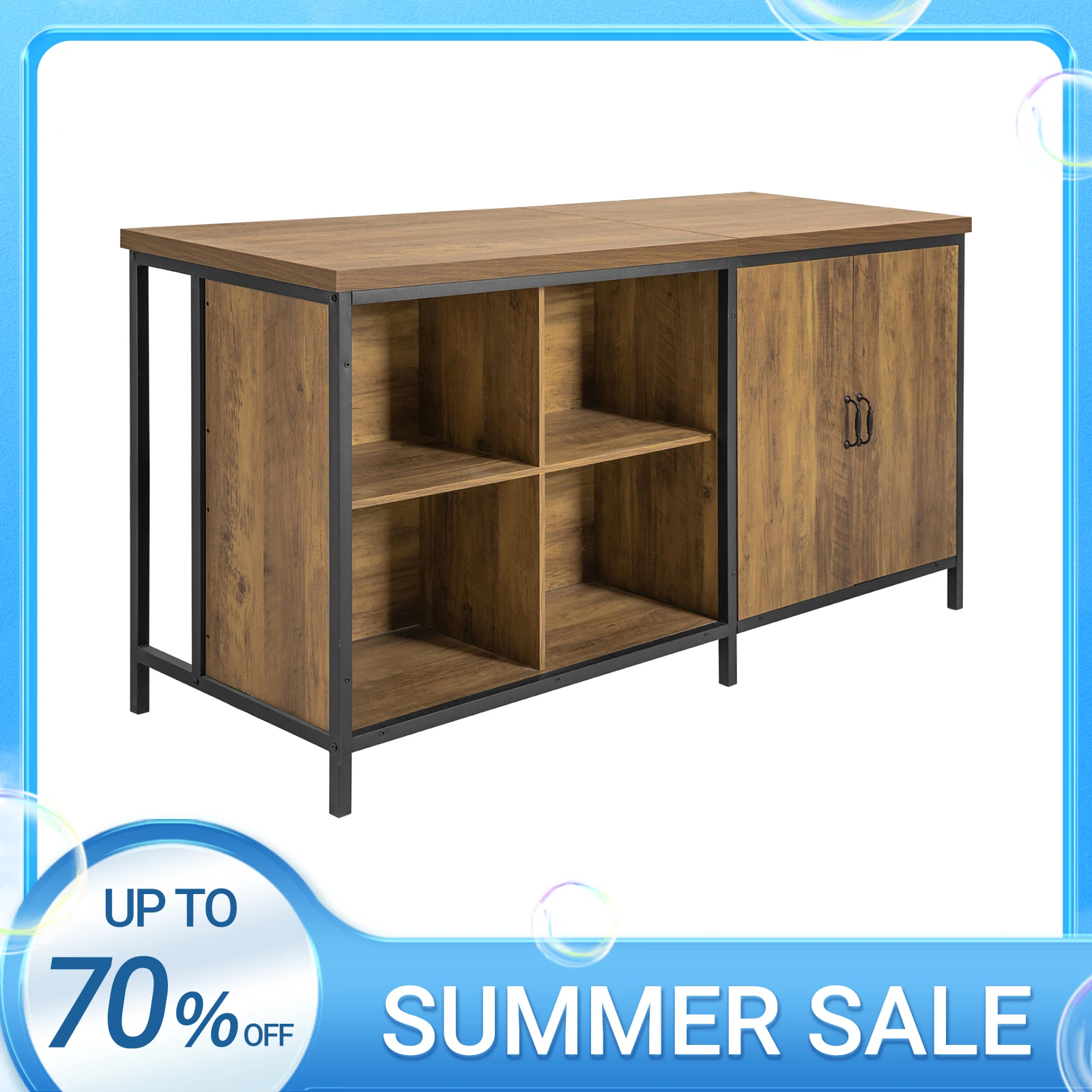 SoBuy KNL01-F Isla de cocina Armario de cocina independiente Tocador Highborad Armario Aparador Mesa de bar Buffet Diseño industrial