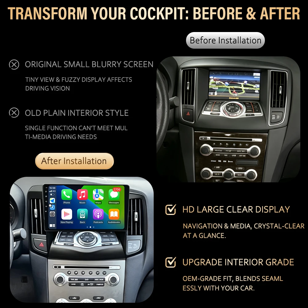 Android 16 Car Radio For Nissan Maxima 2009- 2014 8-Core 2K QLED Wireless CarPlay Android Auto DSP GPS Navigation Head Unit