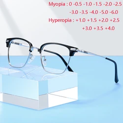 0 -0.5 -0.75 To -6.0 Half Frame Square Prescription Glasses For The Nearsighted Anti Blue Rays Presbyopic Glasses +0.5 To +4.0