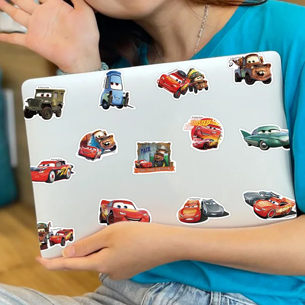 50PCS Disney Cartoon Cars Lightning McQueen Stickers Movie Anime Decal Guitar Laptop Cute Kawaii Sticker Pack Kids Girl Toy