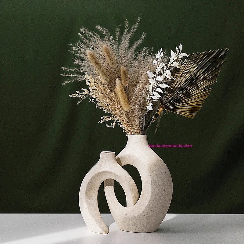 

Ceramic white vase flower arrangement ornament