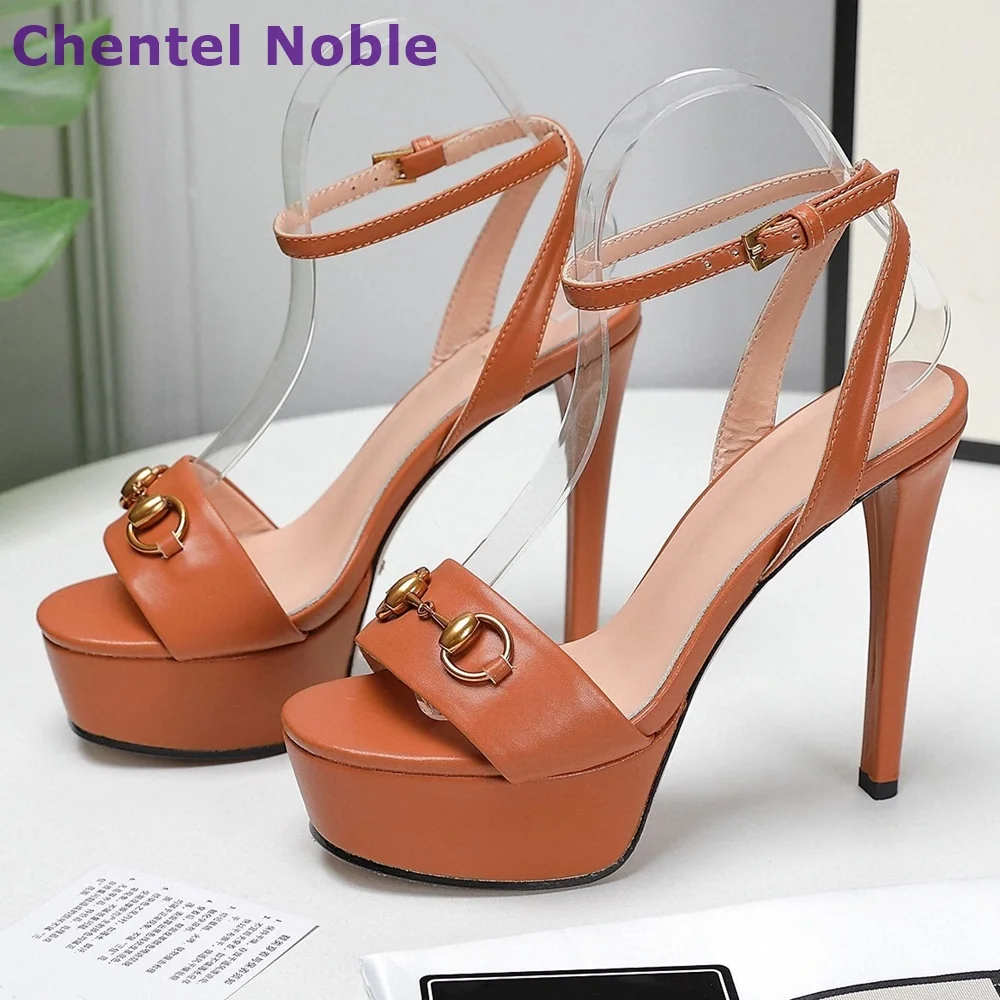 Laser Gold Sandals Platform Round Toe Open Toe Thin High Heels Buckle Shoes Hottest Fashion Sexy Comfortable Summer Women Shoes