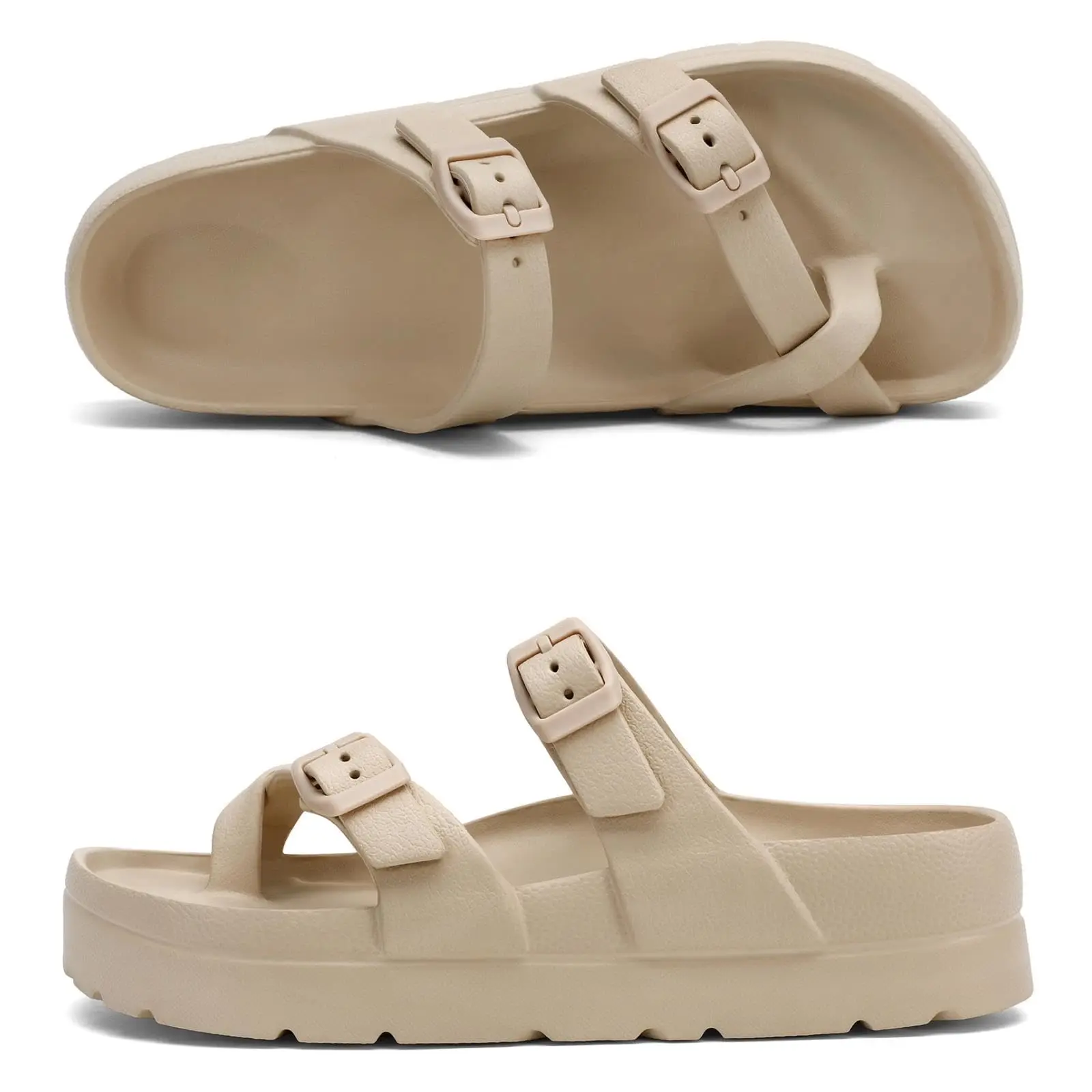 Smile PoP Damen Plateausandalen Sommer Strand Wasserdichte Sandalen Mode Fußgewölbeunterstützung Kissen Slides Weiches Licht EVA Flache Schuhe – Detail 4