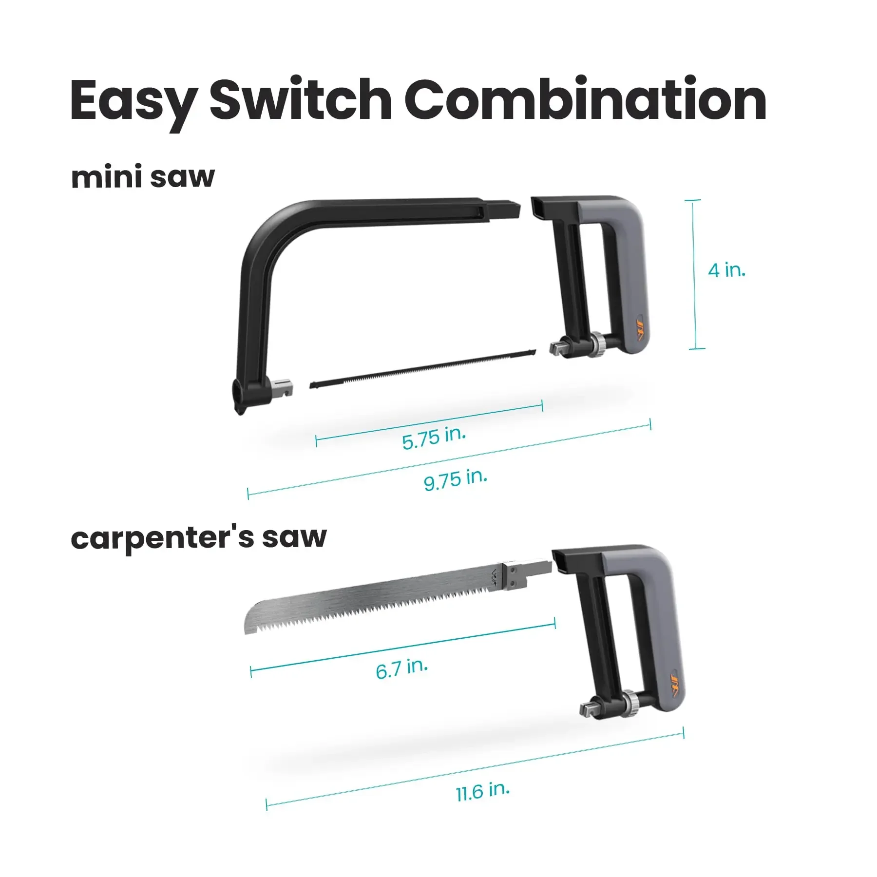 JIMIHOME X1-G Small Hand Saw Set Multi-functional Tools Wood Cutting Hacksaw Frame with Plastic Handle Garden Saw Saw Hacksaw