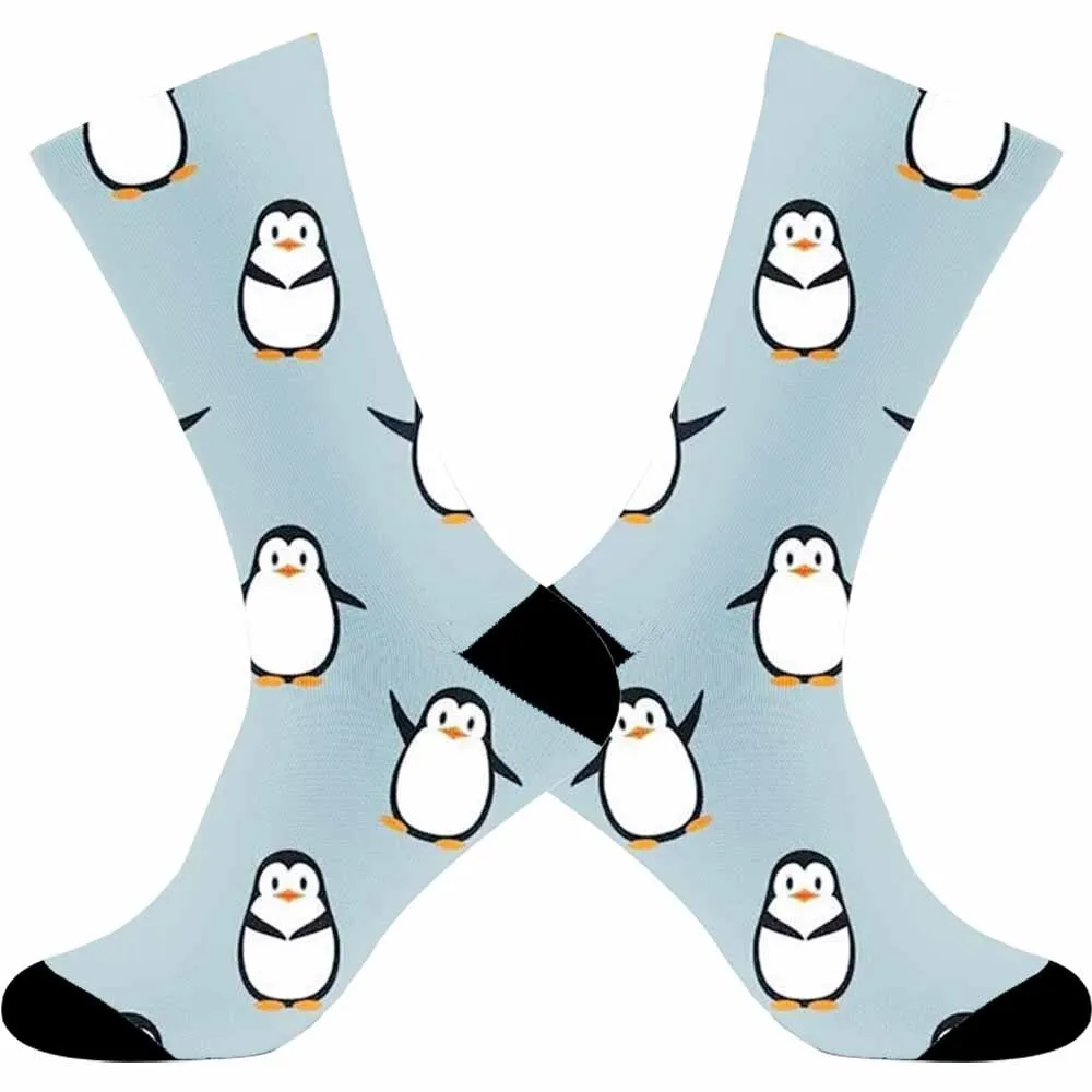 Cute Penguin Pattern Sports Cycling Socks, unisex, durable, suitable for outdoor sports enthusiasts and more people