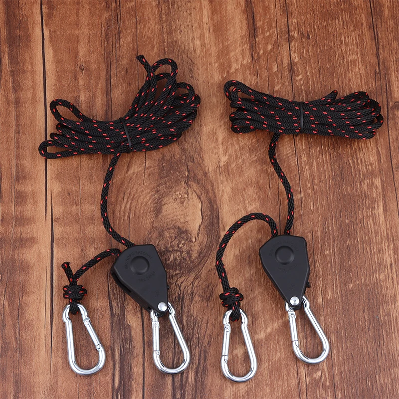 New 2/1Pcs Camping Tent Adjustable Rope Fastener Fixed Buckle Pulley Tensioner Ratchet Hangers Lights Lifting Awning Wind Rope
