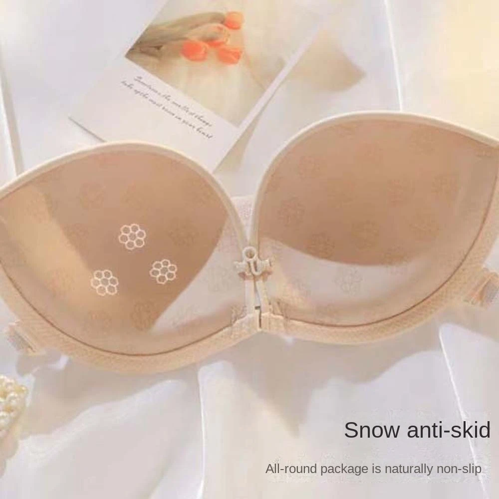 

Neck Strap Wireless Deep V Bra Strapless Anti-sagging Push Up Underwear Shockproof Gathered Breasts Brassiere for Women