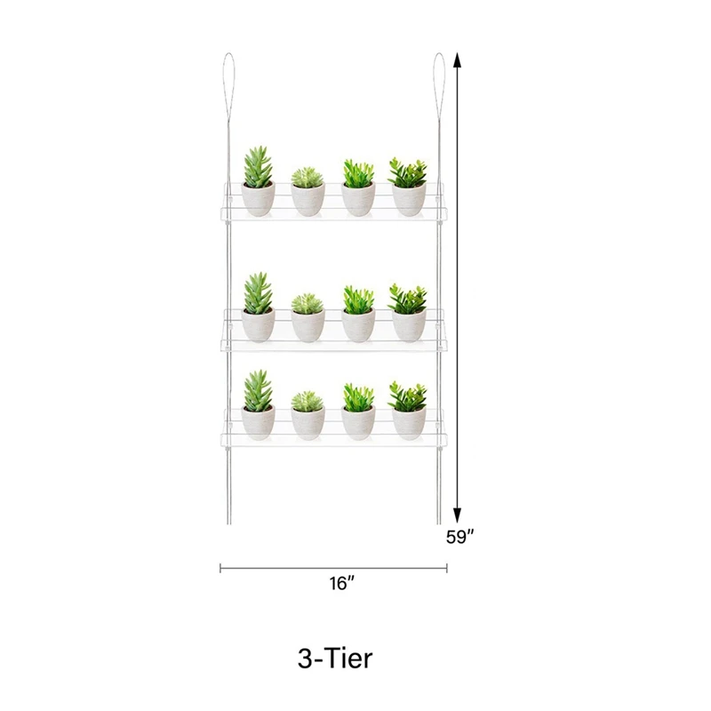 Estantes para plantas de ventana de IALJ-3-Tier de 16 pulgadas, estante flotante colgante ajustable acrílico, extensor de alféizar de ventana para plantas de interior