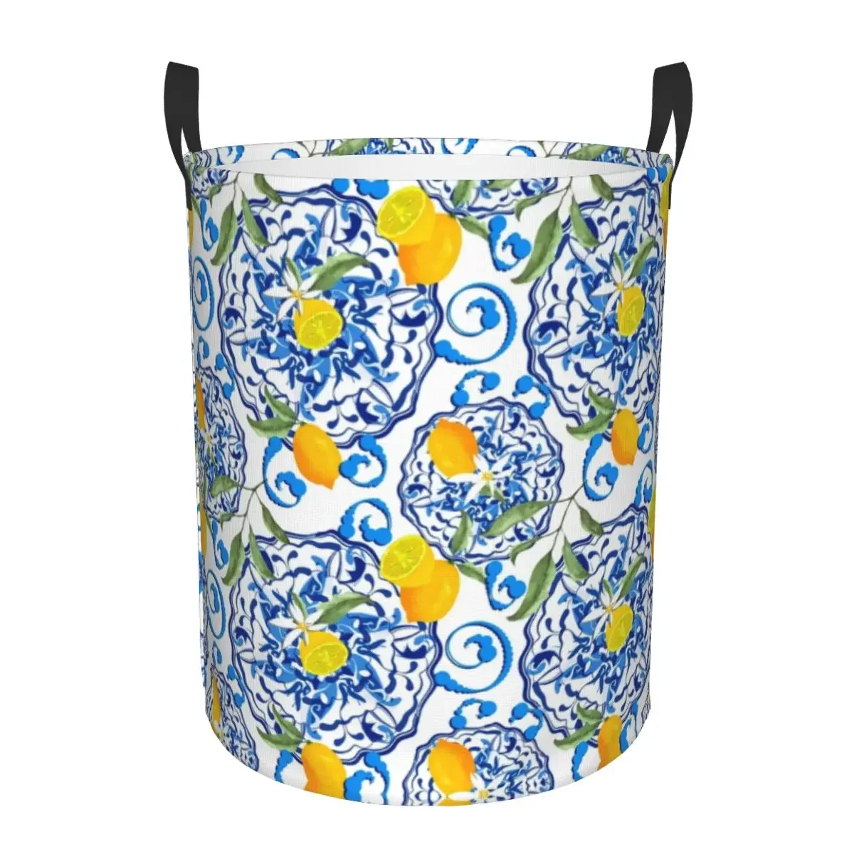 Custom Summer,citrus,mosaic Background ,Mediterranean Style,lemon Fruit Pattern Laundry Hamper Large Storage Basket Nursery Toy