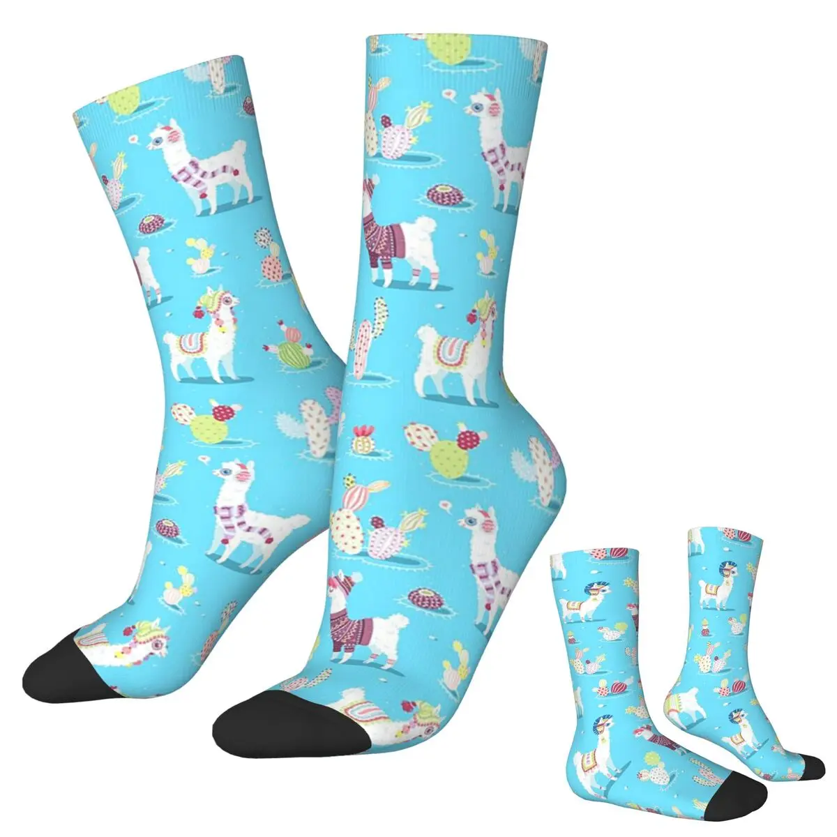 All Seasons Crew Stockings Alpaca Pattern Socks Casual Long Socks for Men Women Valentine's Day Gifts