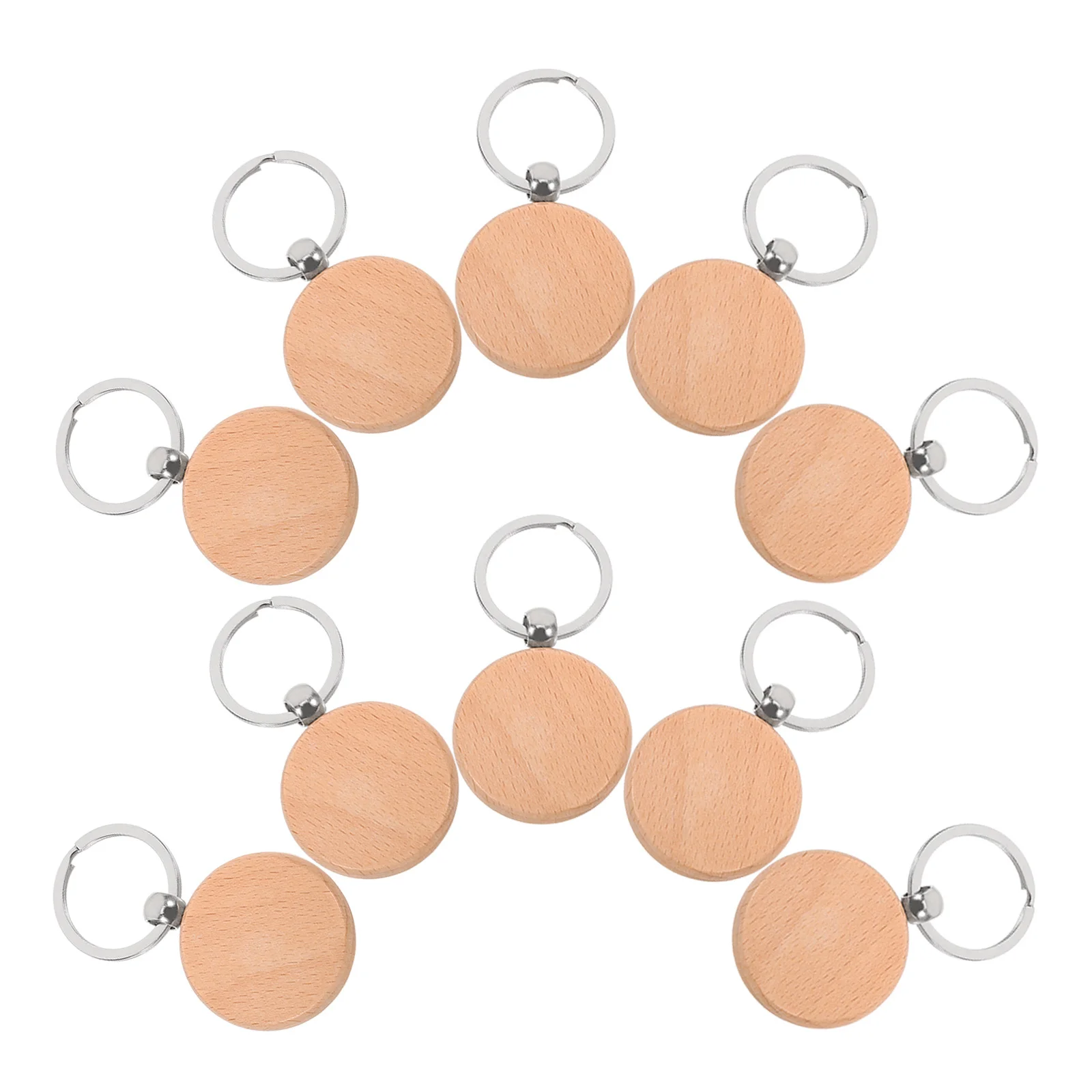 

10pcs Engravable Wooden Keychain Blanks Diy Wood Keychains Craft Pendant For Keys Decoration Rustic Key Ring Blanks Durable