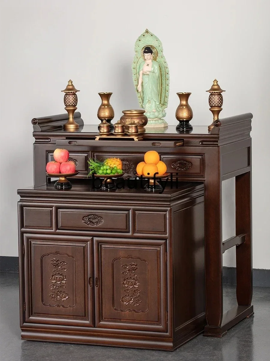 

LJYSolid wood Buddha table with cabinet for Taiwan Buddhist hall Buddhist table Divine table Xianjia Gongtai