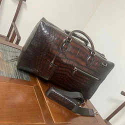 Seetoo Bay Crocodile Skin Large Travel Bag Clothes Shoes With Strap Deerskin Velvet Inner Color Customized 30*50*24cm