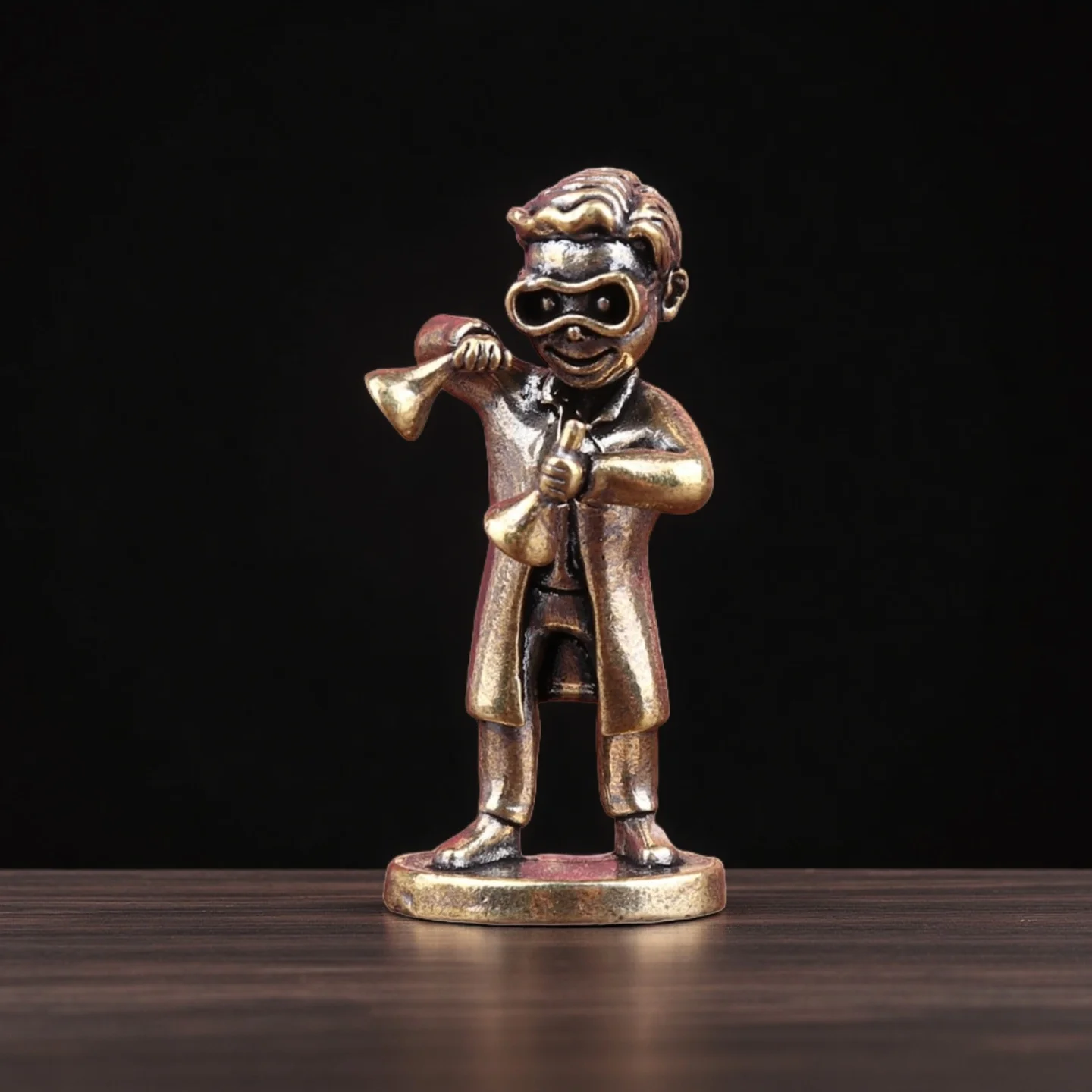 

Vintage Brass Scientist Figurine Miniature Model, Desktop Micro Landscape Decor & Car Ornament, Unique Collectible Gift for Men