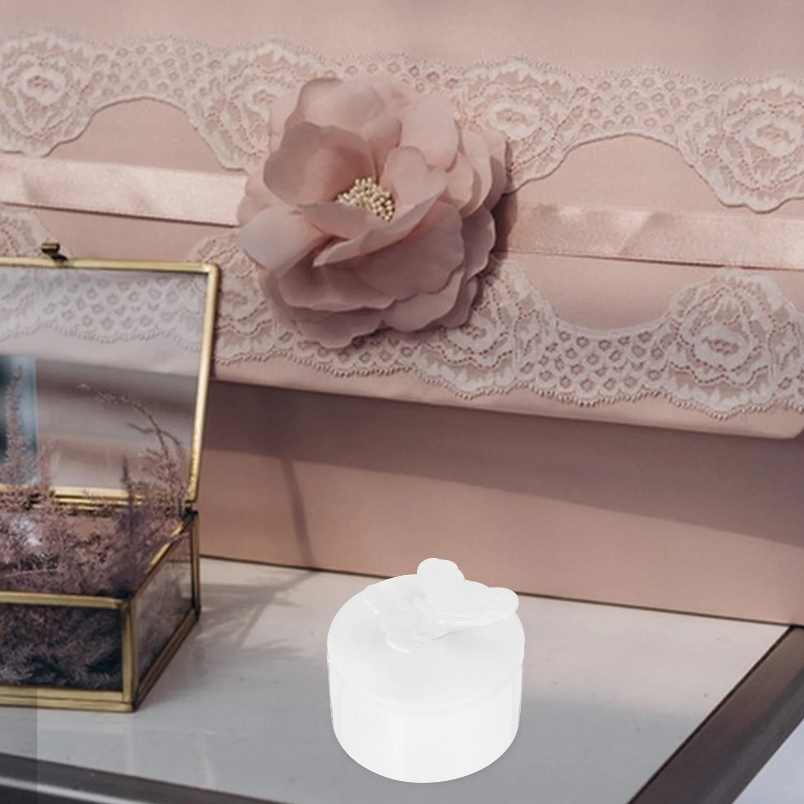 

Jewelry Storage Box Angel Design Ceramic Case Smooth Corners Delicate Round Art Decoration Bedroom Dresser Ceramic Jewelry Box