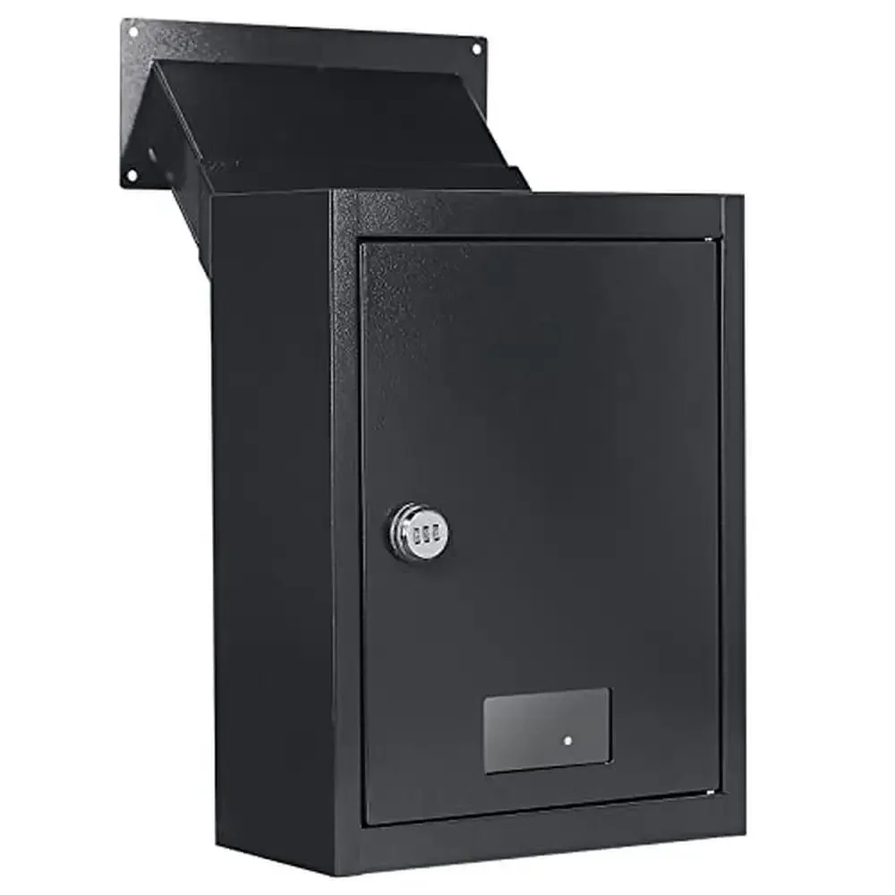 

Adjustable Combination Lock Wall Drop Box Mail Safe 16.5" x 12.5" x 6" Durable Steel Construction Black Rainproof Humanized