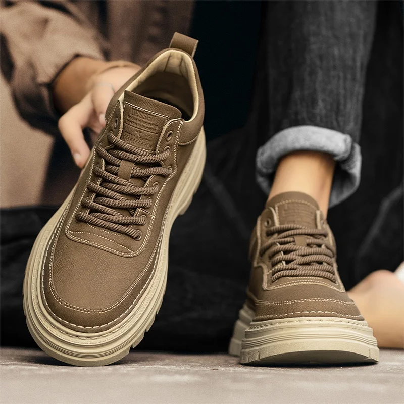 

Men's Low-Top Boots Workwear Summer Casual Sports Thick Bottom Heightening Men's Shoes Retro British Style Work Boots