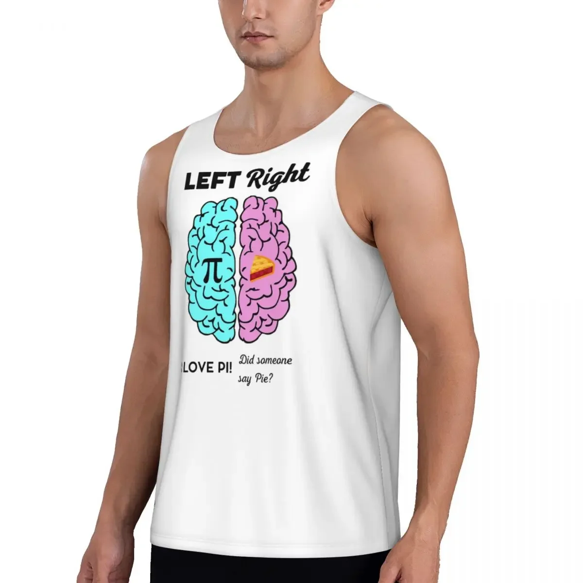 Quick Dry Left Right Brain Hemisphere Pi Pie Math Joke Gym Tank Muscle Sleeveless Shirt Bodybuilding Breathable Vest