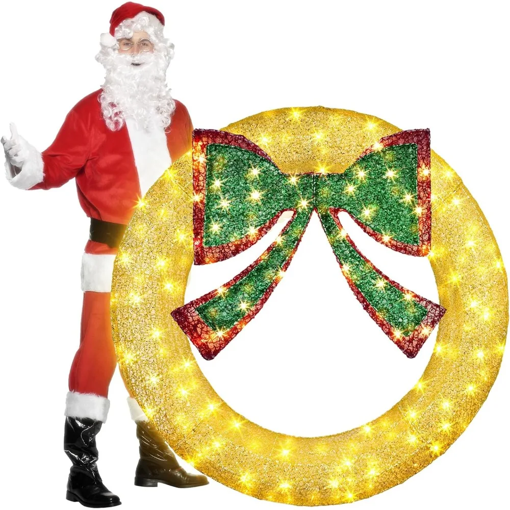 60 Inch Christmas Wreaths Outdoor Large Christmas Wreath with 250 LED Lights Lighted Christmas Wreath 8 Lighting Modes Timer