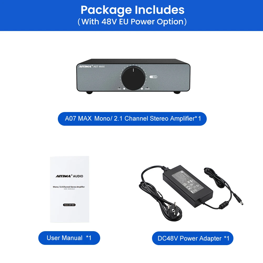 AIYIMA A07 MAX TPA3255 Audioversterker 2.0 Stereo Versterker 300Wx2 PBTL Mono Geluidsversterker 600W Home Speaker Amplificador