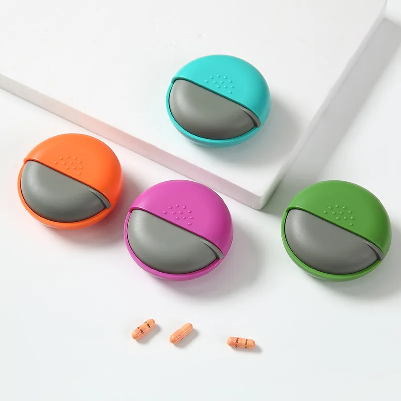 Portable Travel Round Pill Box Mini Spin Pill Organizer Pill Box Spin Pill Organizer Tablet Container Medicine Box