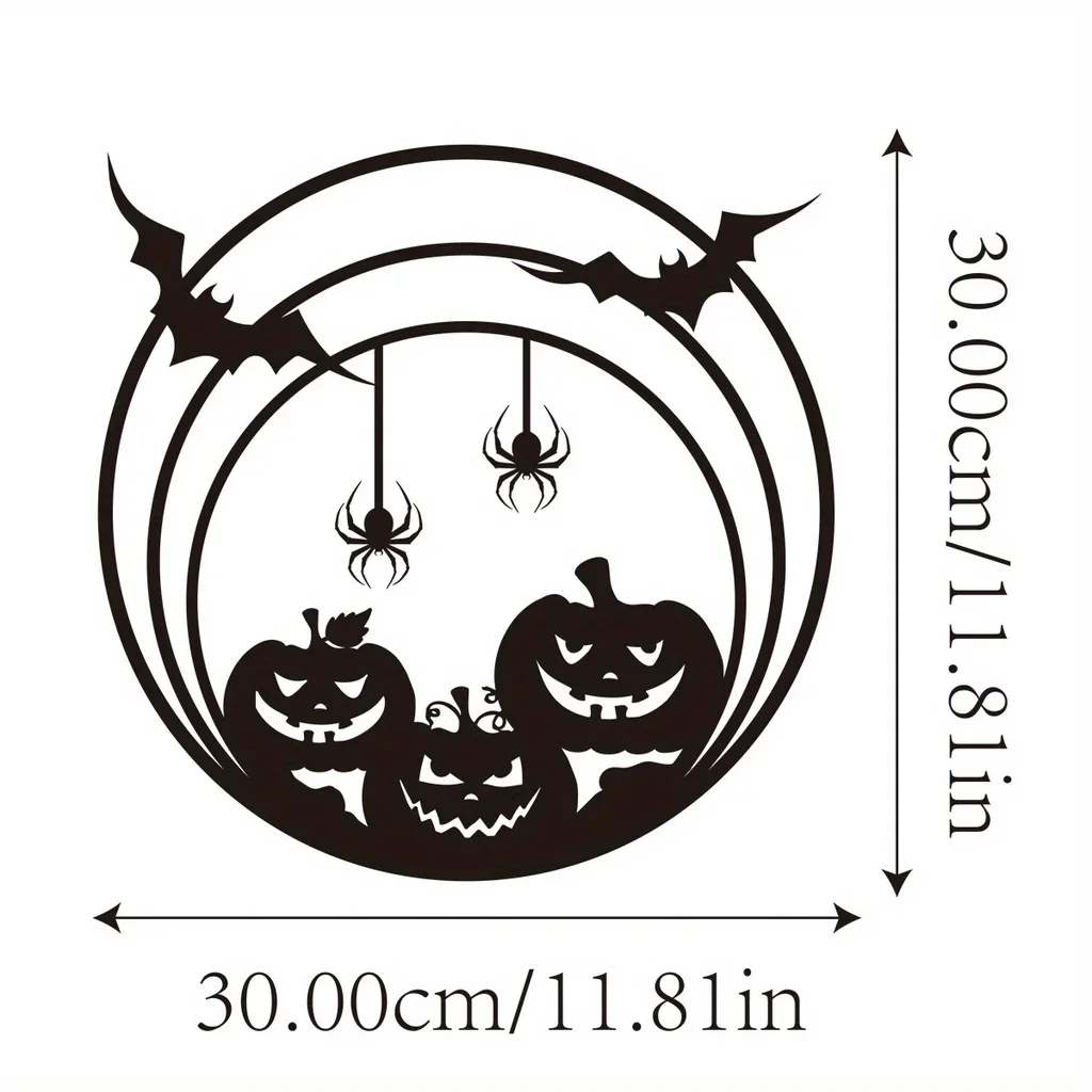 1pc, Halloween Pumpkin Metal Home Decor Spider Web Bat Door Sign Wall Art Halloween Day of The Dead Home Party Decor Gift