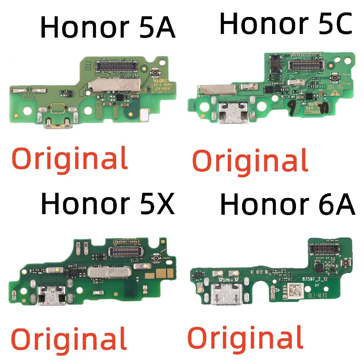 100% Original USB Charge Port Jack Dock Connector Charging Board Flex Cable For Huawei Honor 5A 5C 5X 6A 6X 7A 7X Play 6 7 8 20