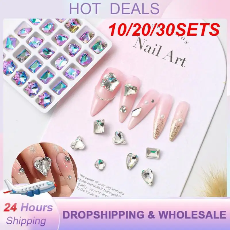 10/20/30SETS Transparent Drill Wear Resistance Waterproof No Peculiar Smell Safe Nail Accessories Nail Art Accessories