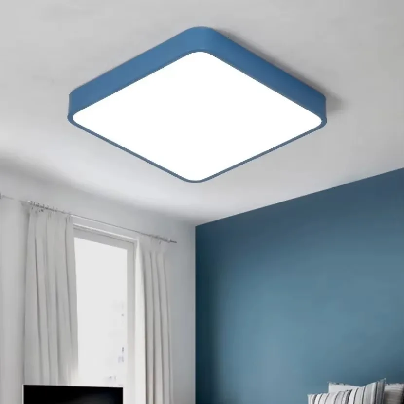 Modern LED Square Ceiling Light Nordic Macaron Color Home Decor Lighting Bedroom Living Room Study Room Kitchen Ceiling Lamp