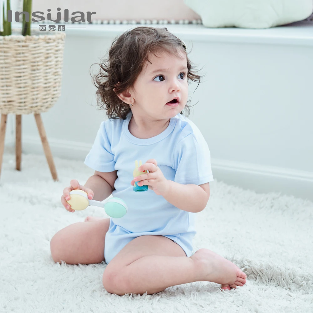 Newborn Baby Boys Girls Solid Cotton Body Suit Summer Clothes Short Sleeve Infant Climbing Outfit Bag Fart Roupa