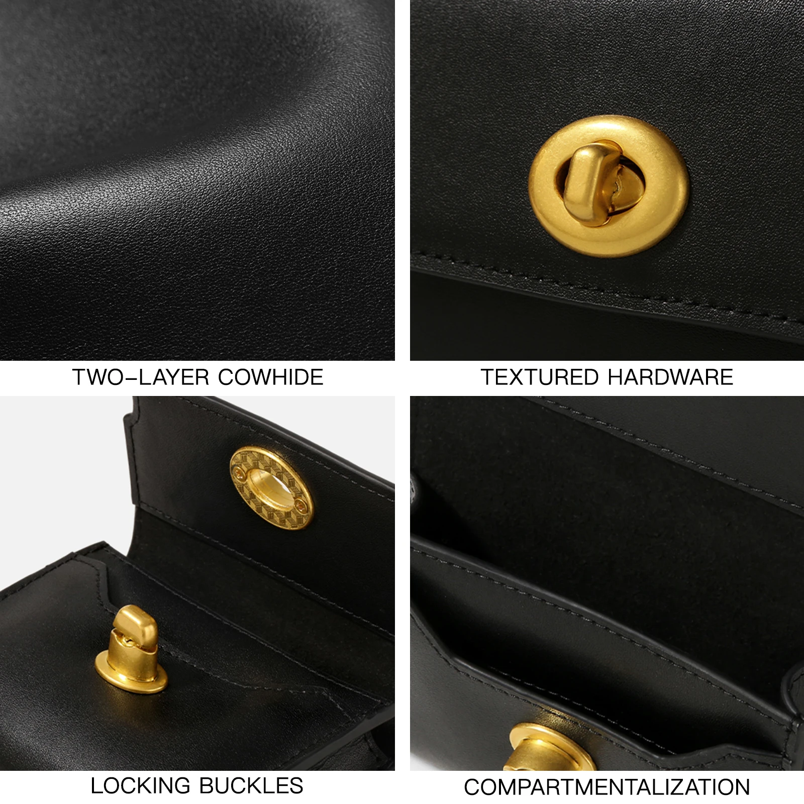 ITAMOOD Black Wallet Card Holder Genuine Leather Vintage Simple Design Short Wallet New Fashion Wallet Card Bag Valentine's Gift