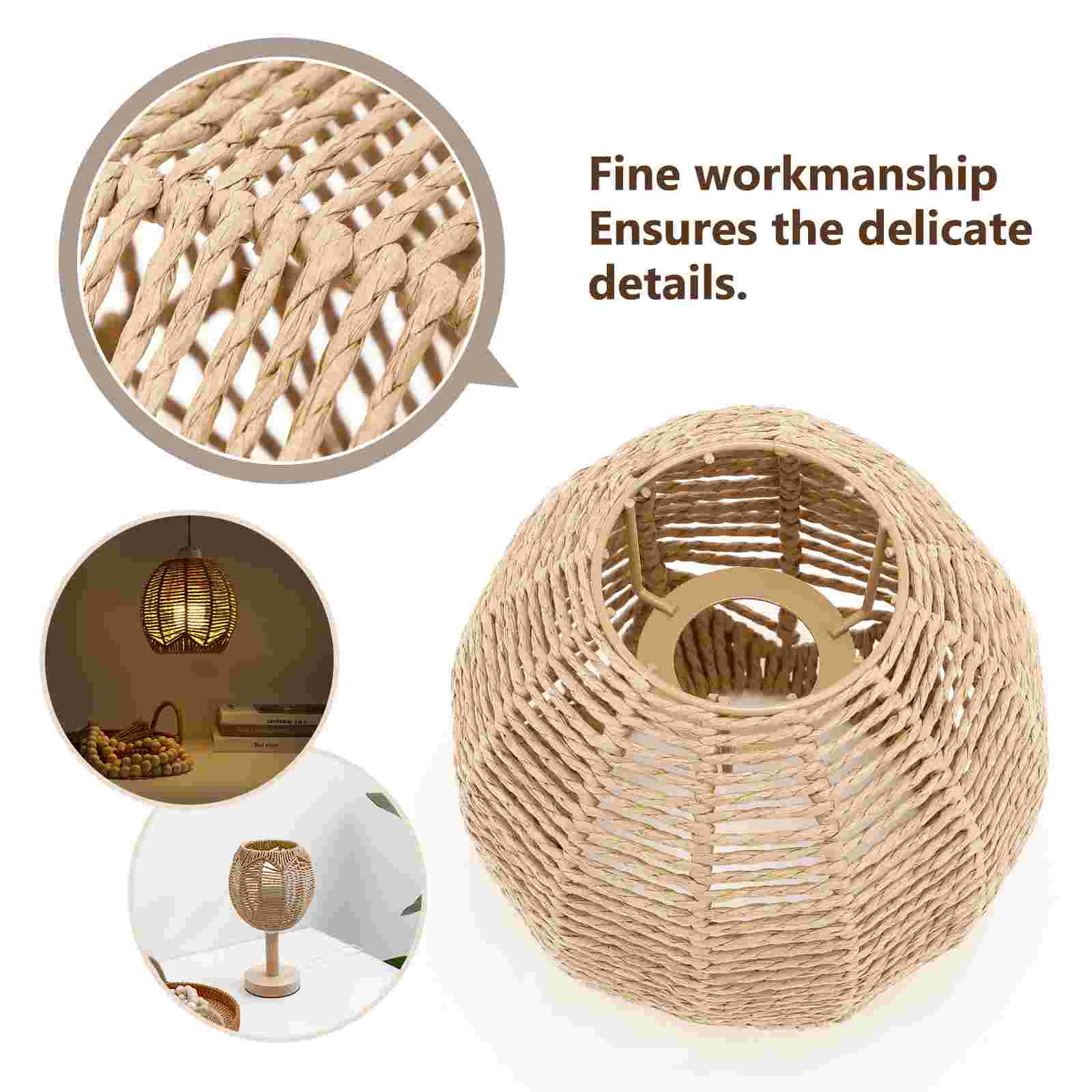 Imagem -04 - Rattan Basket Light Bulb Chandelier Weave Cage Guard Pendant Shades Decoração Hanging Shape Small Covers Pcs