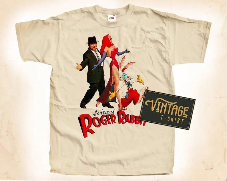 

Who Framed Roger Rabbit V3 T shirt Tee Natural Vintage Cotton Movie Poster Beige All Sizes