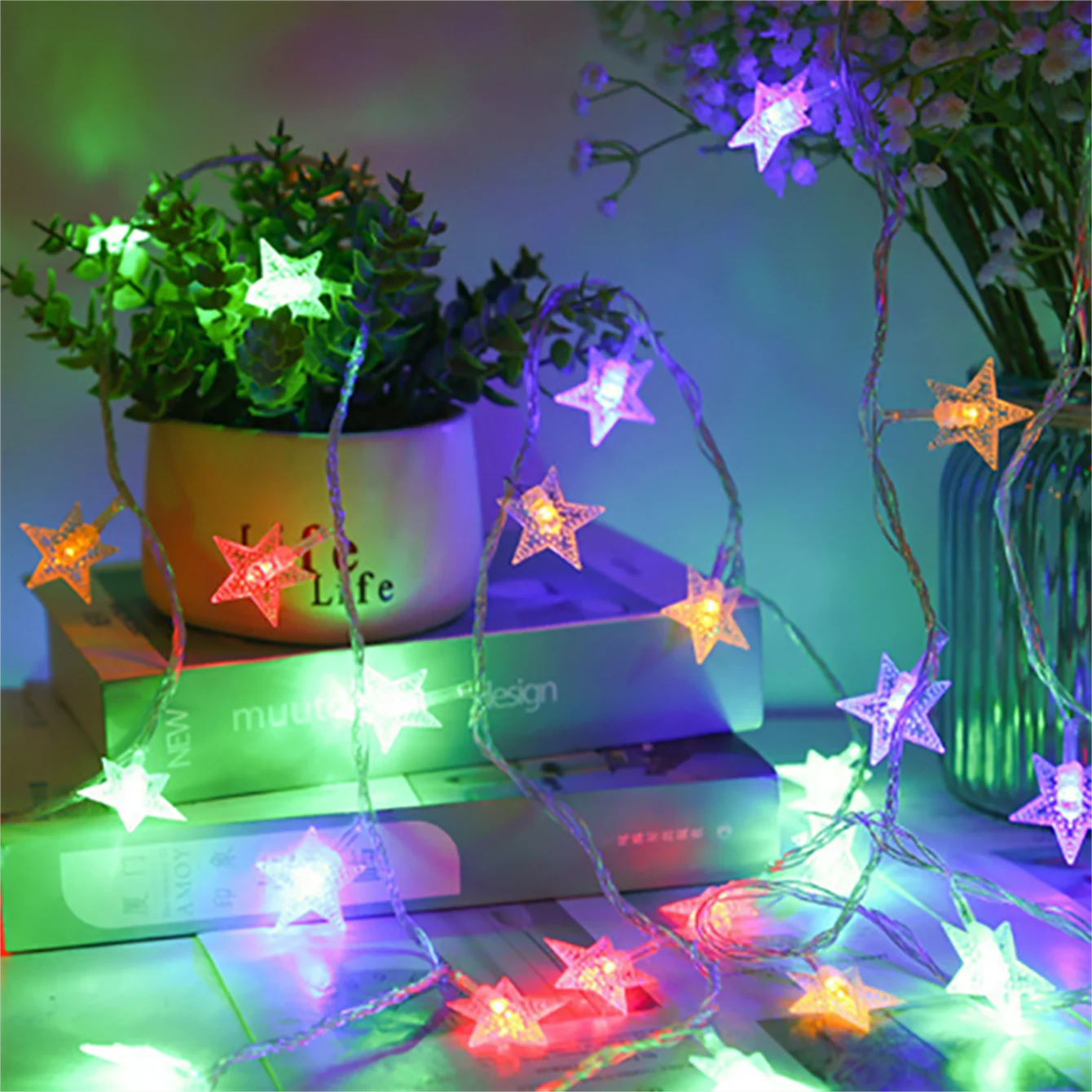Festoon Star Fairy String Lights Battery Powered Christmas Wedding Room Decoration Camping Outdoor Party Atmosphere Garland Lamp