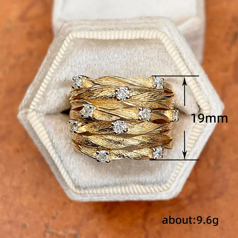Huitan Cross Ring for Women Gold Color Plated Fashion Wide Band Design Modern Trendy Female Finger Accessories Wedding Jewelry