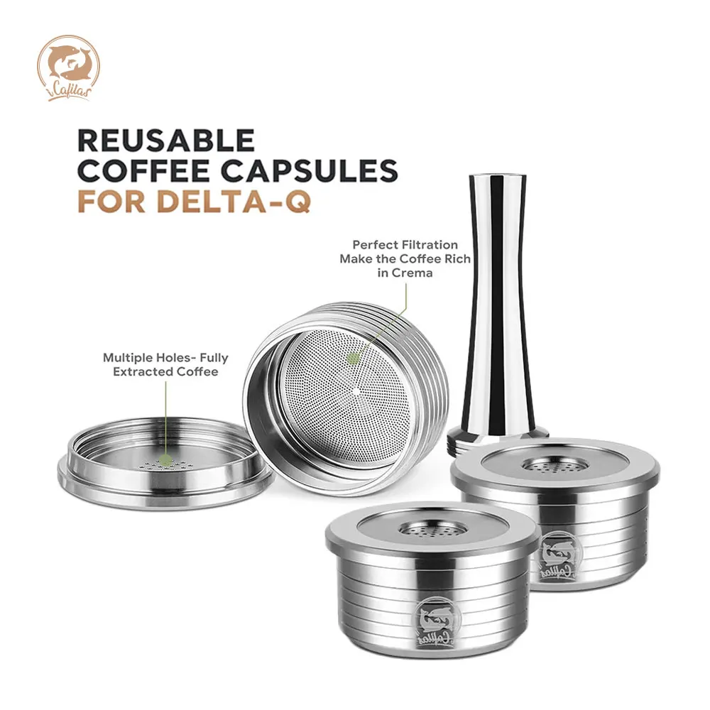 

icafilas Reusable Coffee Capsule for Delta Q MINI & NDIQ7323 Reutilizavel Coffee Filter Stainless Steel Reusable Pod