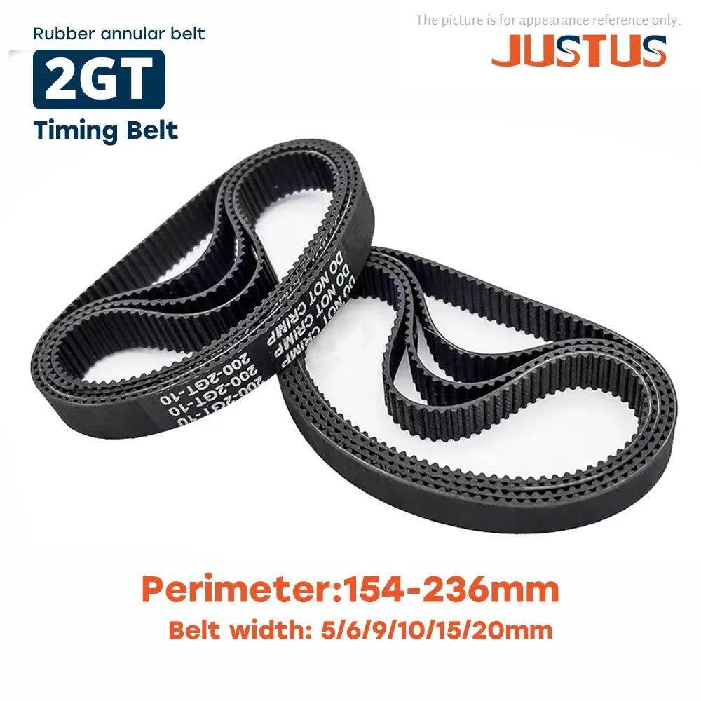 

GT2 Rubber Timing Belt 2GT Closed-loop Synchronous Bandwidth 5/6/9/10/15/20mm Perimeter 154-236mm Are Suitable For 3D Printers