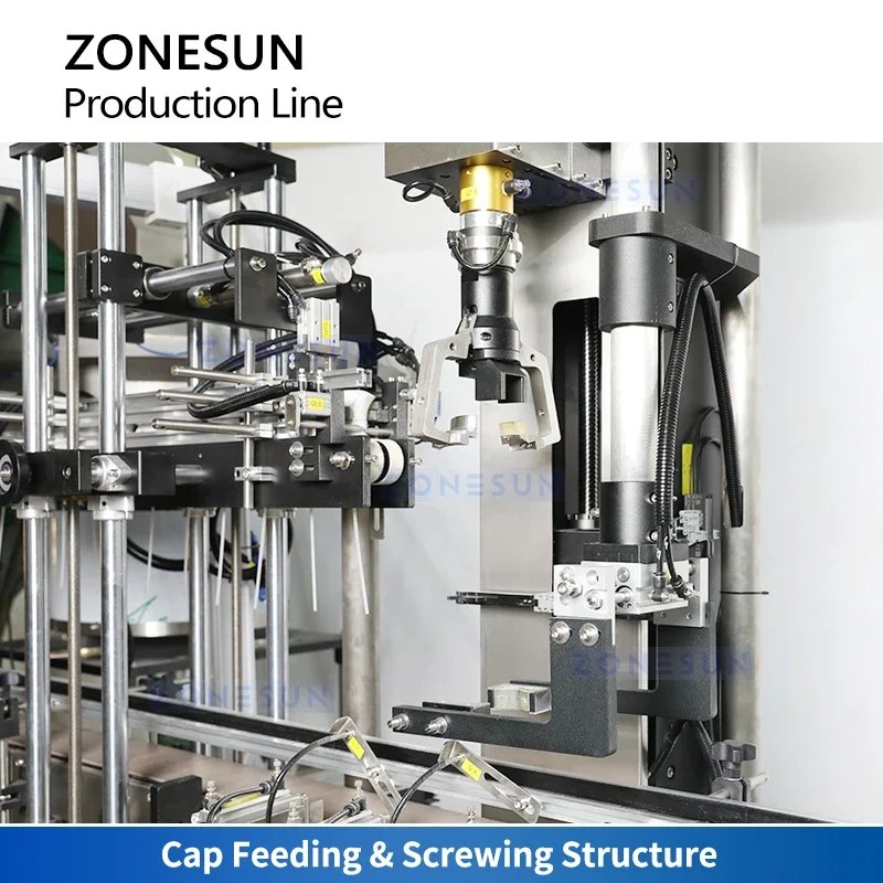 Zonesun Ligne d'embouteillage automatique Piston Filler Trigger Pulvérisateur Machine de capsulage Bouteille ronde Applicateur d'étiquettes ZS-FAL180F10